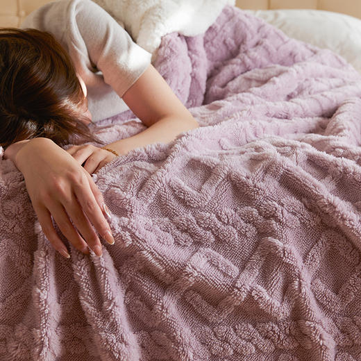 「9色可选！AB面设计」新款A版塔芙绒B版羊羔绒毛毯 秋冬提花毯子双层加厚休闲盖毯床上用品 商品图2