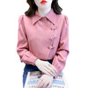 AHM-758新中式复古盘扣粉色衬衫女2024春季新款时尚气质优雅国风长袖上衣 商品缩略图4