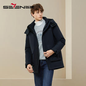 【鹅绒】柒牌可拆连帽羽绒服男冬季新款石墨烯保暖防风厚外套	125E70700