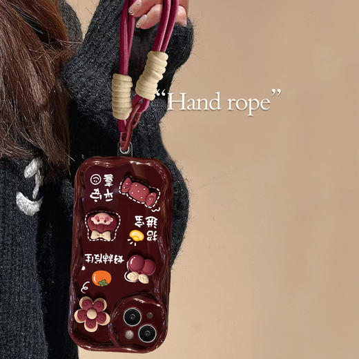 【OPPO/荣耀/小米链接】【送挂绳】酒红立体女孩手机壳苹果/VIVO/机型 商品图2