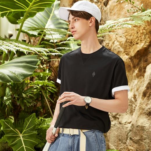 【冰氧吧】柒牌短袖t恤男夏季凉感休闲简约男士宽松圆领体恤	124T71320 商品图1