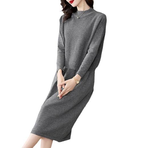 ALBB-大码女装2023冬季新款法式小香风灰色针织连衣裙斗篷马甲两件套 商品图4