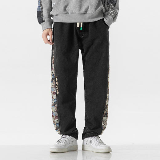 【新款DYF】大依优型大码松紧裤脚牛仔休闲裤加肥加大男装舒适胖子肥佬百搭工装裤运动裤长裤 商品图0