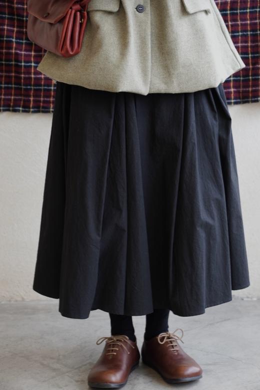 apuntob 百褶裙弹性腰围黑色半身裙 商品图5