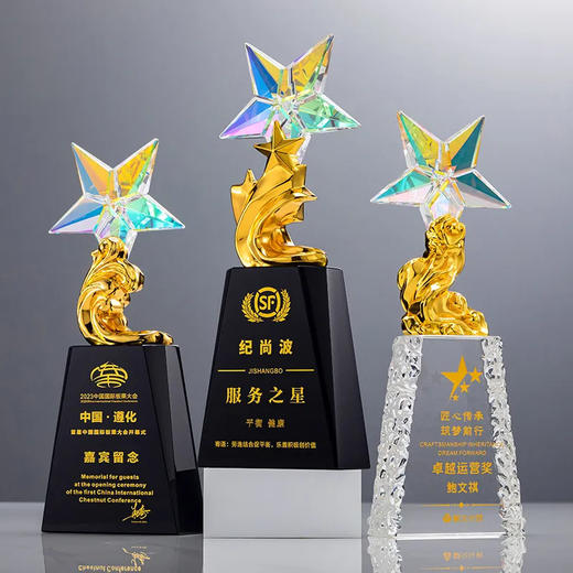 晶奖杯定制做高档科技创意新款五角星金属年会优秀员工订制炫彩 商品图6