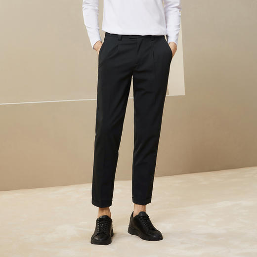 柒牌休闲裤男士春秋新款商务通勤中青年舒适百搭卷边锥形裤子	125H71360 商品图1