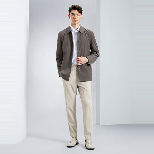 【无缝】柒牌男装中长款风衣男2024春季新款商务休闲翻领夹克外套	126K70400 商品图3