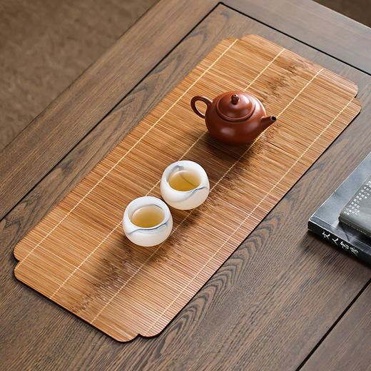 竹编大漆主人席竹茶席禅意竹制小号隔热垫桌旗布干泡茶具配件茶垫防水茶帘 商品图3