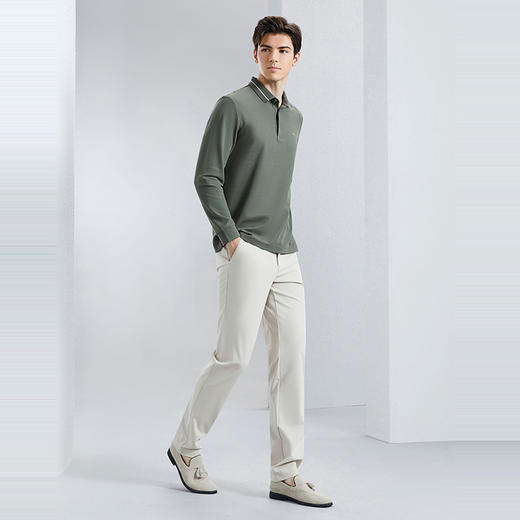 【不变形领】柒牌男装长袖polo衫男2024春季新款商务休闲翻领体恤	126T73010 商品图3