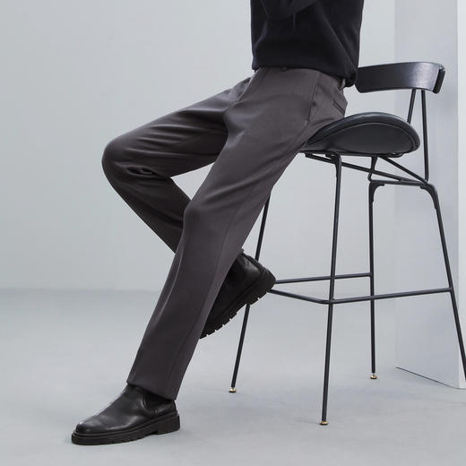 【四面弹】柒牌男士西裤冬季加绒厚款商务休闲中青年针织直筒长裤	125H70280 商品图1