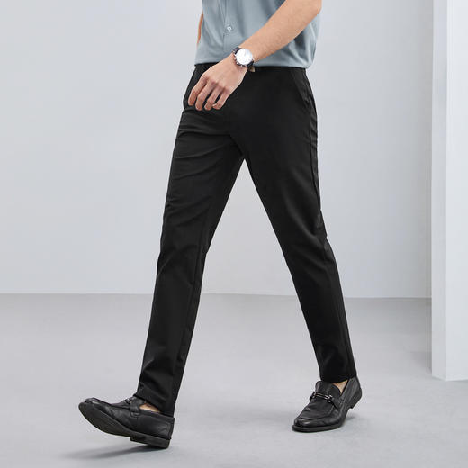 柒牌条纹休闲长裤男春夏新款时尚休闲潮流男士黑色直筒男裤子	124H71810 商品图1