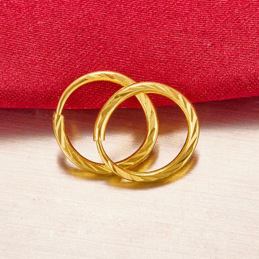 【限时克减150元】足金999.9 车花耳圈空心耳饰(ES00072)（预售产品下单后不退款不退货不换货不补差价）（预售产品下单后不退款不退货不换货不补差价） 商品图0