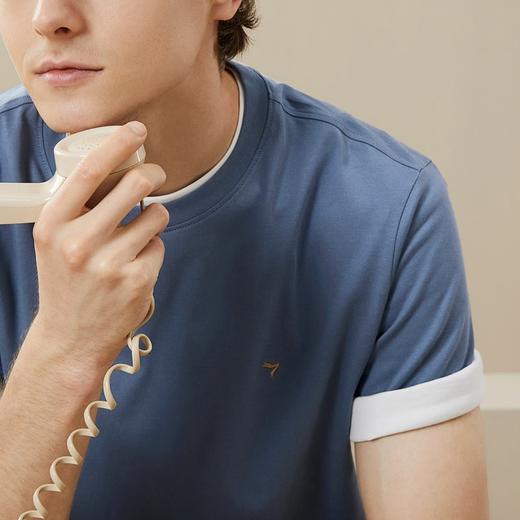 【特价】【持久如新】柒牌短袖T恤男夏季新款新疆长绒棉休闲百搭圆领上衣	124T73070 商品图3