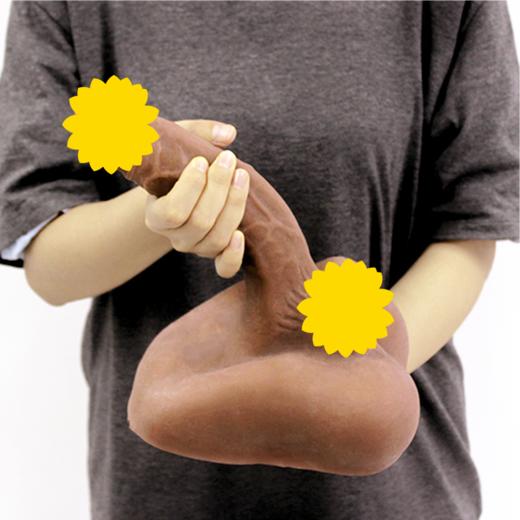 白皮黑皮体育生猛男坐地炮阳具倒模随意弯曲两种肤色 商品图4