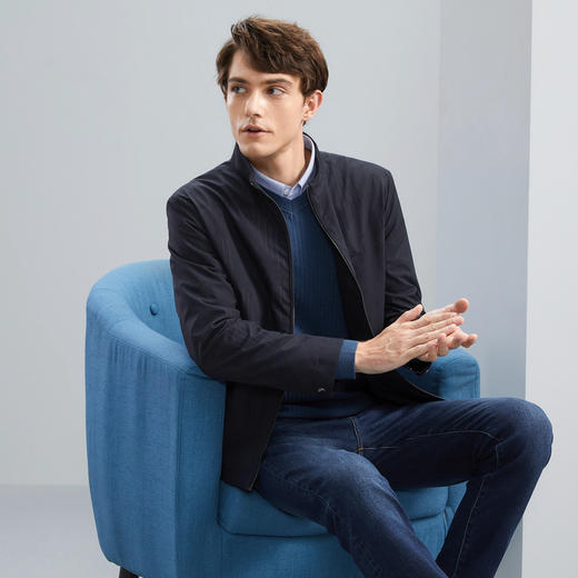 【几何印花】柒牌夹克男秋冬新款时尚休闲防风立领茄克衫外套	125K70150 商品图1