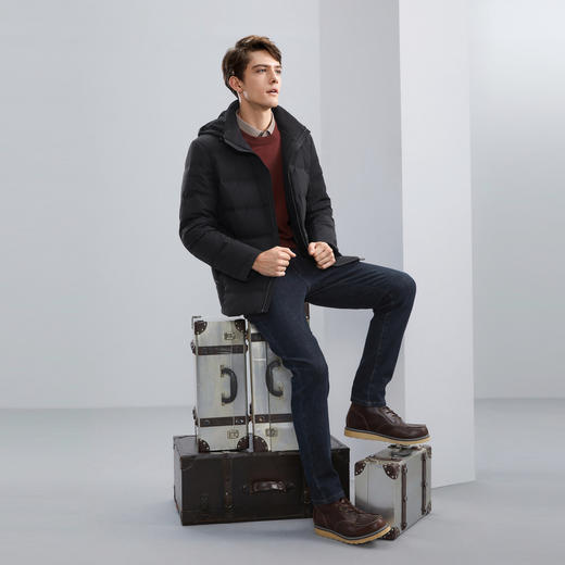 【可拆卸帽】柒牌羽绒服男冬季时尚休闲字母印花白鸭绒保暖厚外套	125E70200 商品图3