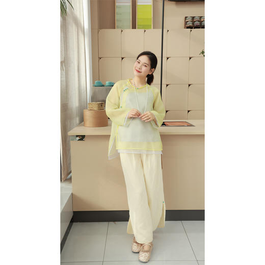 【抖音专属】【贺春系列】中式双层套头衫（24708041-黄白游） 商品图3