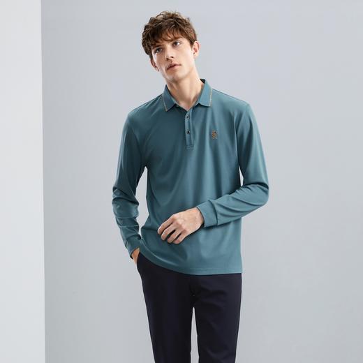 【高弹针织】柒牌男士polo衫长袖秋冬新品时尚休闲翻领T恤衫	125T70050 商品图1