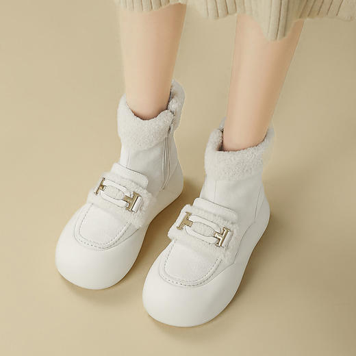 品质好货 | Safiya/索菲娅2023新款厚底加绒英伦饰扣潮流棉靴雪地靴 SF3411A721 商品图2