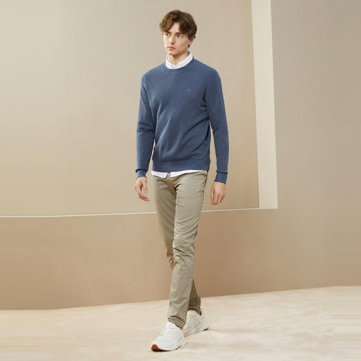 柒牌男士毛衣秋冬新款中青年圆领纯色时尚休闲含羊毛打底毛衫	125Y70020 商品图3