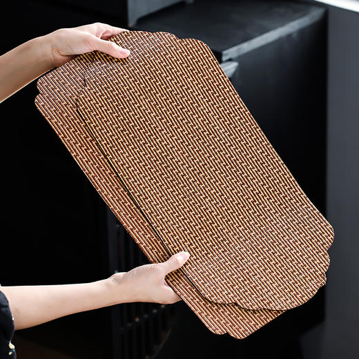 竹编大漆主人席竹茶席禅意竹制小号隔热垫桌旗布干泡茶具配件茶垫防水茶帘 商品图1