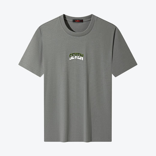 柒牌纯棉t恤男夏季新款时尚字母绣花男士宽松圆领套头上衣薄	124T71340 商品图4