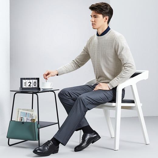 【含桑蚕丝】柒牌圆领毛衣男2024春季新款针织提花休闲百搭打底衫	126Y70030 商品图3