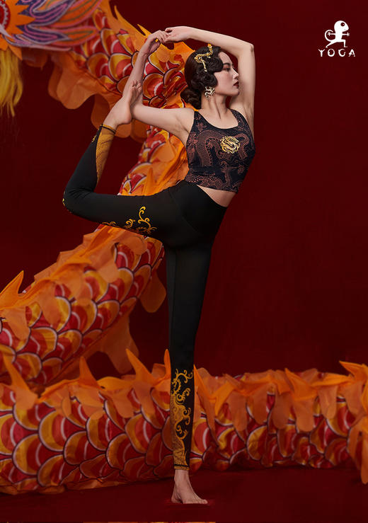 壁虎瑜伽水母纱面料【龙行天下-上衣】印花上衣（可拆卸胸垫）清仓不退不换 商品图4