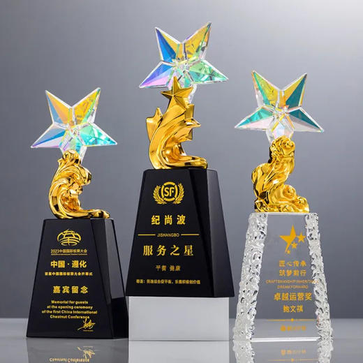 晶奖杯定制做高档科技创意新款五角星金属年会优秀员工订制炫彩 商品图3