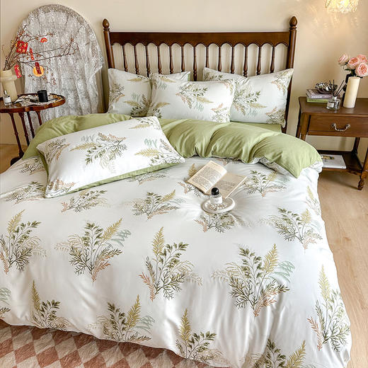 「72小时发货」【享受裸感睡眠】钱皇床品四件套 春意盎然/春风十里 贴肤柔软 时尚印花 活性印染清新雅致 商品图1