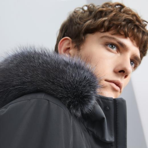 【兔毛内胆】柒牌貉子毛外套男商务休闲轻奢可拆卸帽领尼克服	125J70360 商品图2