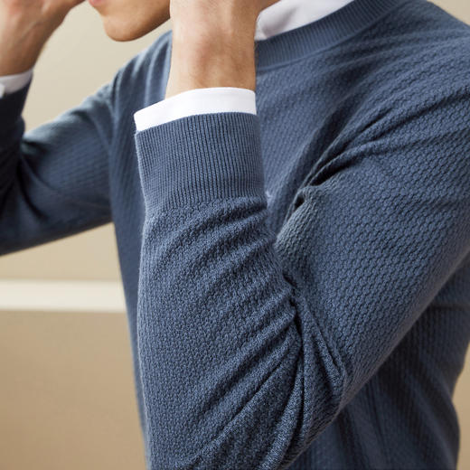 柒牌男士毛衣秋冬新款中青年圆领纯色时尚休闲含羊毛打底毛衫	125Y70020 商品图2