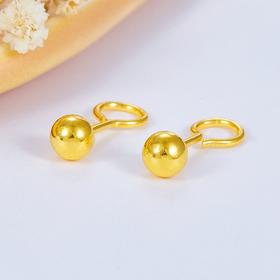 【限时克减150元】足金999.9 空心光面光珠圆珠泡钉(约5mm)耳钉(ES00001-01)（预售产品下单后不退款不退货不换货不补差价