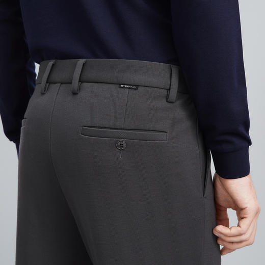 【含莫代尔】柒牌西裤男士秋季新款休闲商务暗格纹提花高弹直筒裤	125H71270 商品图2