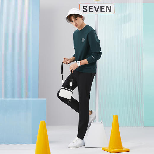 【华夫格】柒牌圆领卫衣男2024春季新款时尚休闲百搭男士长袖上衣	126W70120 商品图3