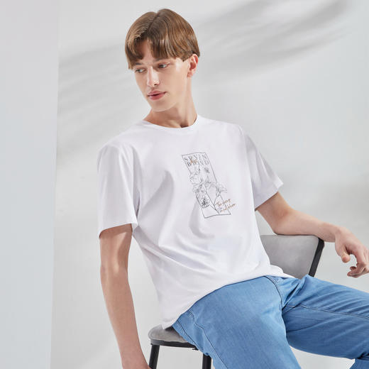 【冰氧吧】柒牌圆领短袖T恤男夏季新款凉感舒适男士休闲上衣	124T71900 商品图1