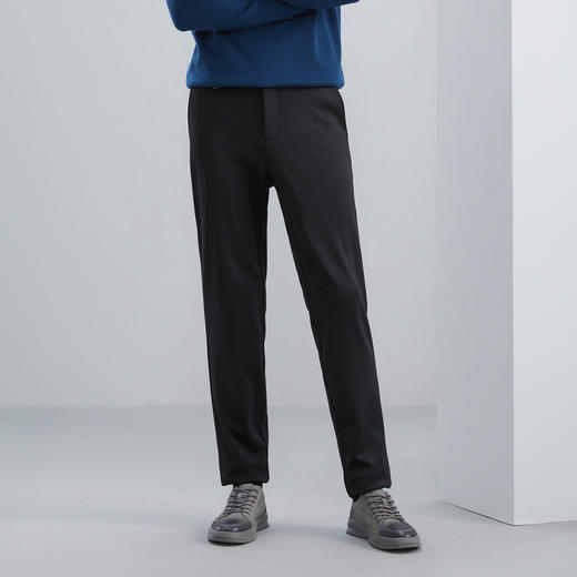 【复合绒】柒牌直筒休闲裤男秋冬新款中腰弹力针织商务长裤子	125H71340 商品图1