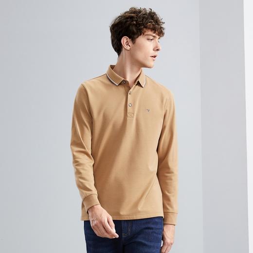 【5A抗菌/2A防螨】柒牌polo衫男长袖秋冬厚款商务休闲多色翻领T恤	125T70010 商品图1