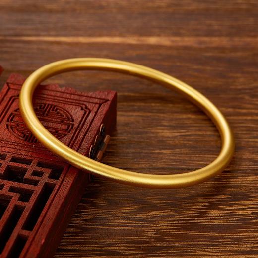 【限时克减150元】足金999.9  【磨砂实心】古法传承面宽约3.6-3.8mm古法素圈古法光圈固口古法手镯(GFSZW00013-03)（预售产品下单后不退款不退货不换货不补差价） 商品图0