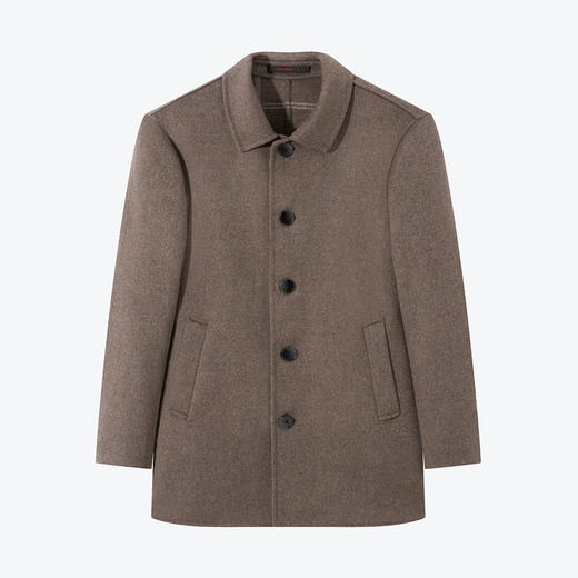 【含羊毛】柒牌男士毛呢大衣秋冬季休闲翻领格子双面呢子外套	125D70280 商品图4