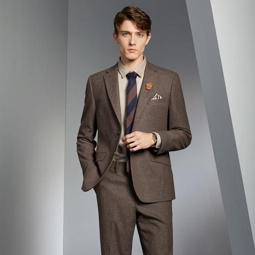 【色织格纹】柒牌男装西服套装男秋冬新款商务平驳领绅士西装外套	125C70250 商品图1