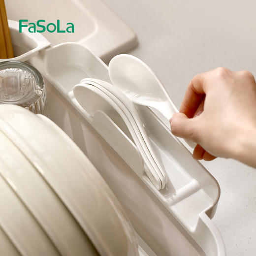FaSoLa厨房沥水碗架简约碗柜小型放碗沥水架多功能家用碗筷餐具收纳篮筐 商品图9