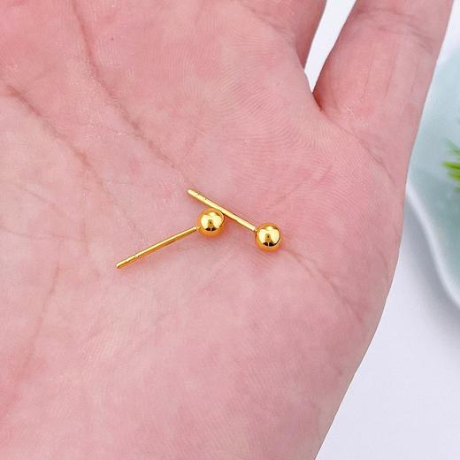 【限时克减150元】足金999 (足金999字印)5G黄金空心光面泡钉耳钉小圆珠耳钉（配胶塞）(5GES00748)（预售产品下单后不退款不退货不换货不补差价） 商品图2