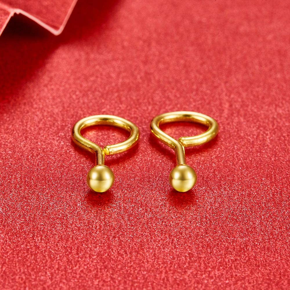 【限时7.5折】【定价黄金】足金999.9 实心光珠圆珠泡钉（约3mm）耳钉(ES00001-04)（预售产品下单后不退款不退货不换货不补差