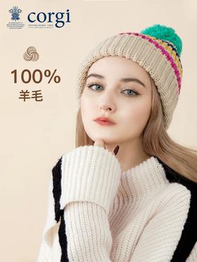 英国篁室yu用品牌Corgi进口纯山羊绒&羊毛针织帽 经典百搭 亲肤保暖 舒适恒温御寒 男女通用均码针织弹力 佩戴时髦显脸小 素颜也百搭提气色！