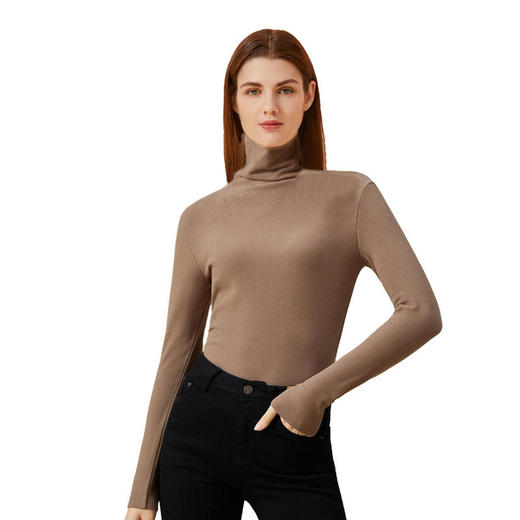 ALBB-新款德绒打底衫女士堆堆领半高领圆领保暖修身显瘦 商品图3