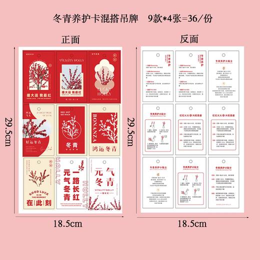 冬青养护卡混搭吊牌款9款*4张36份 商品图0