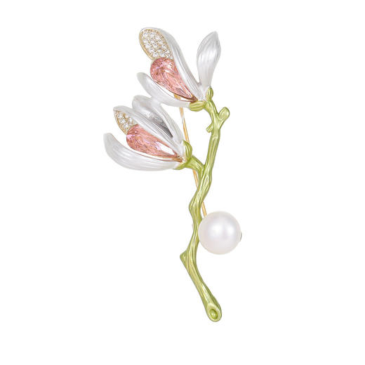 高级感花朵烤漆水晶锆石玉兰花胸针LY 商品图4