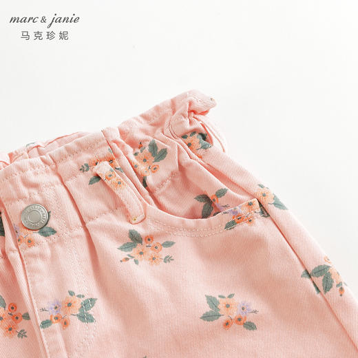 马克珍妮女童花边腰满底绣花牛仔裤 儿童纯棉裤子春装新款240062 商品图3