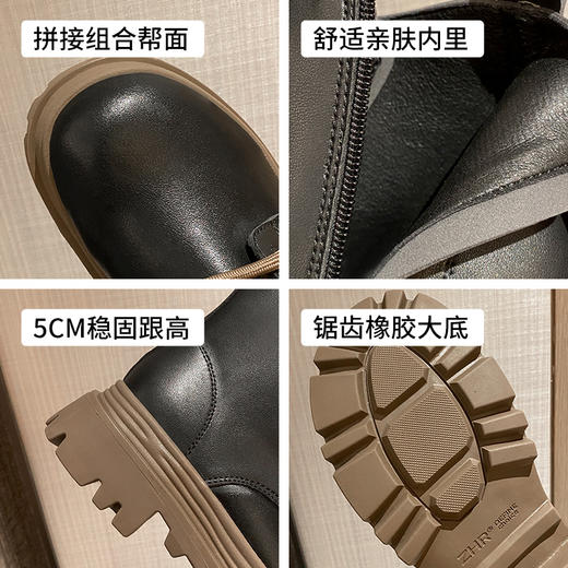 优选丨ZHR平底短靴女 英伦风时尚复古靴子ins厚底圆头马丁靴   商品图10